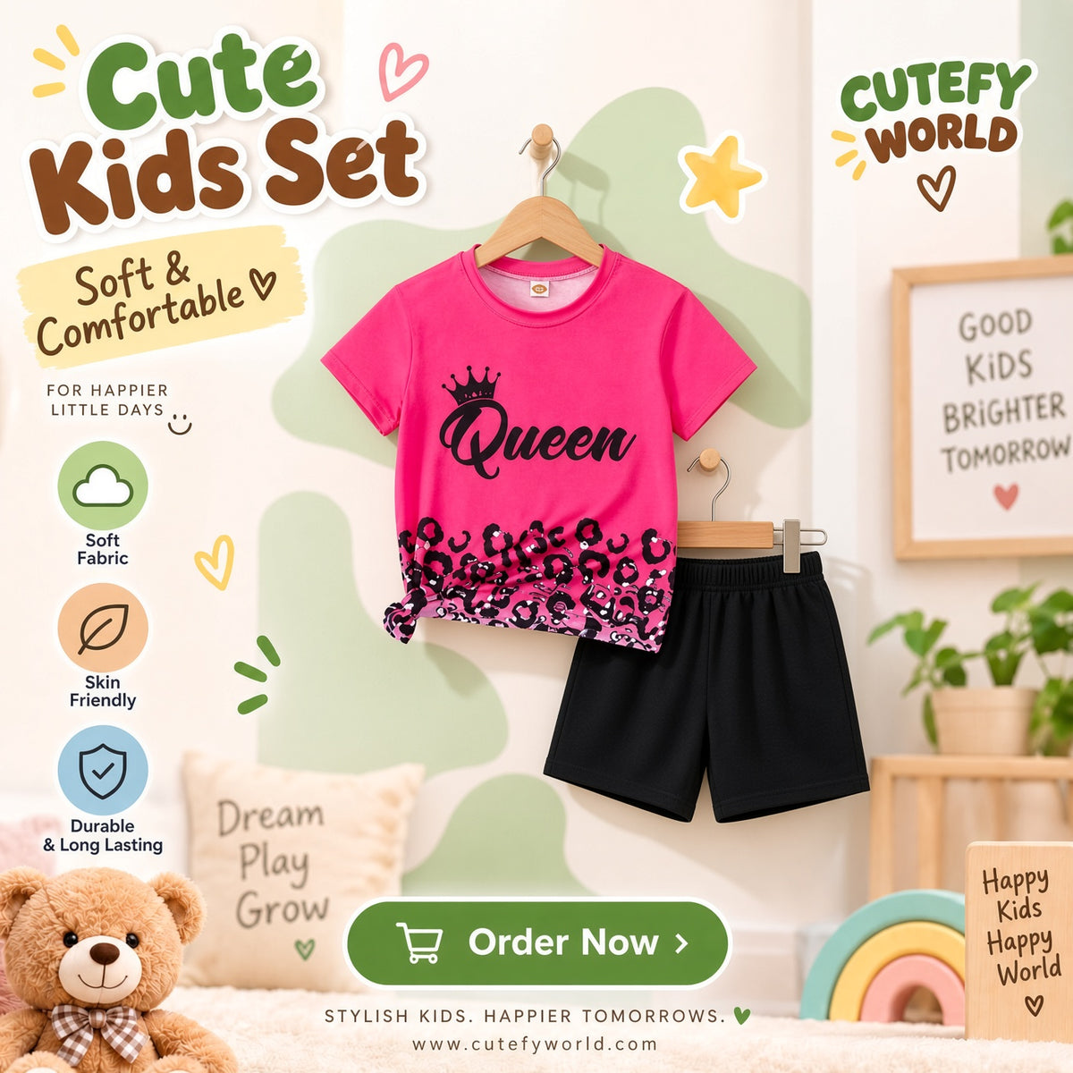 Cutefy Queen Leopard T-shirts For Kids (3 Months-6 Years) Comfortable Kids Wear