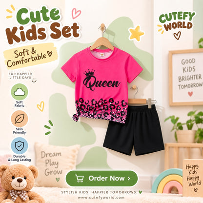 Cutefy Queen Leopard T-shirts For Kids (3 Months-6 Years) Comfortable Kids Wear