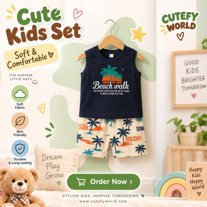 Cutefy Beach Walk T-shirts For Kids (3 Months-6 Years) Comfortable Kids Wear