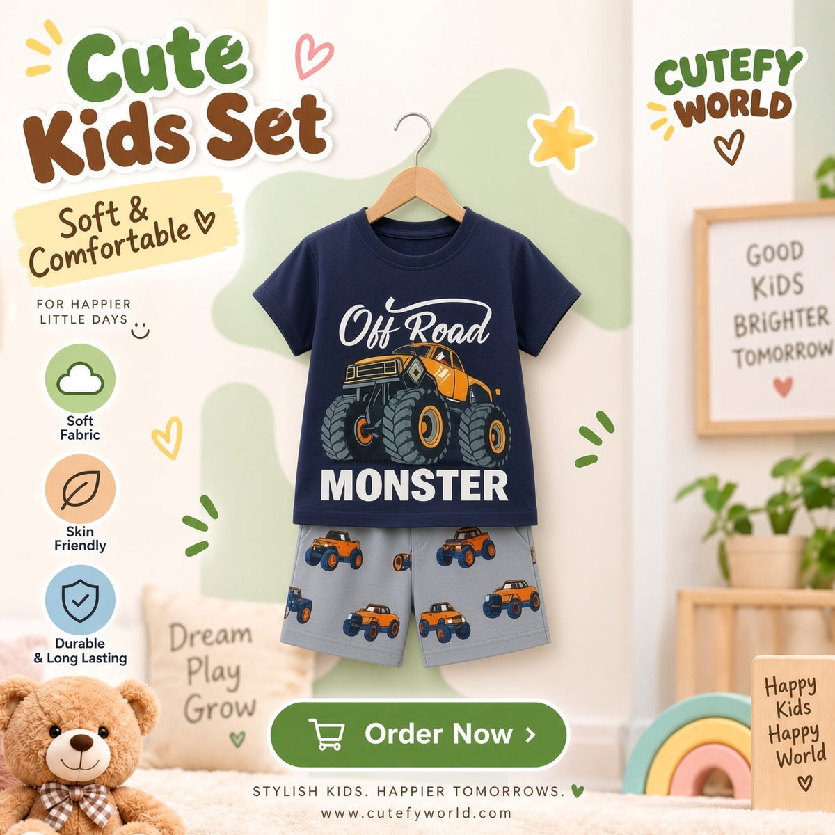 Cutefy Off Road Monster T-shirts For Kids (3 Months-6 Years) Comfortable Kids Wear