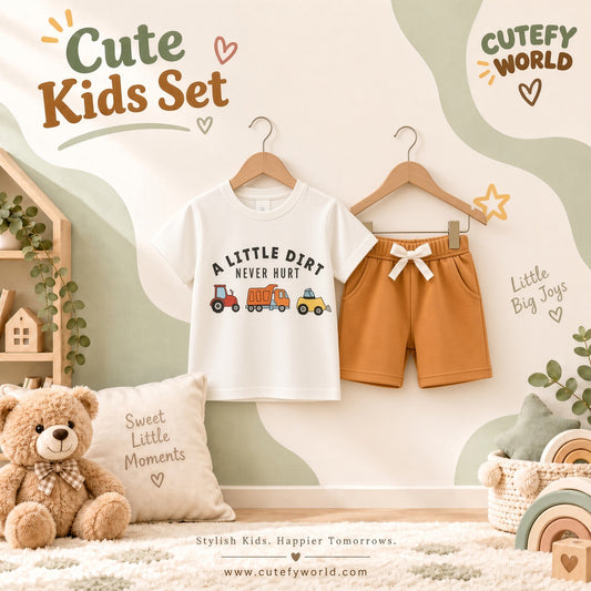 Cutefy A Little Dirt Never Hurt T-shirts For Kids (3 Months-6 Years) Comfortable Kids Wear