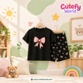 Cutefy Pink Bow Black T-shirts For Kids (3 Months-6 Years) Comfortable Kids Wear