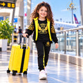 Cutefy Rock Style Black Yellow 3 Piece Vest Set For Girls (1 Year-12 Years) Comfortable Kids Wear